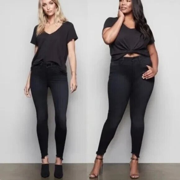 Good American Good Legs Step Fray Hem Skinny Jeans Women 16 Stretch GLSH616T - Picture 14 of 16